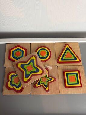 Wooden Colorful Shape Stacking Puzzle - Multicolor Set of 7 Brand New